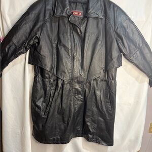 Phase Two Black Leather Trench Coat